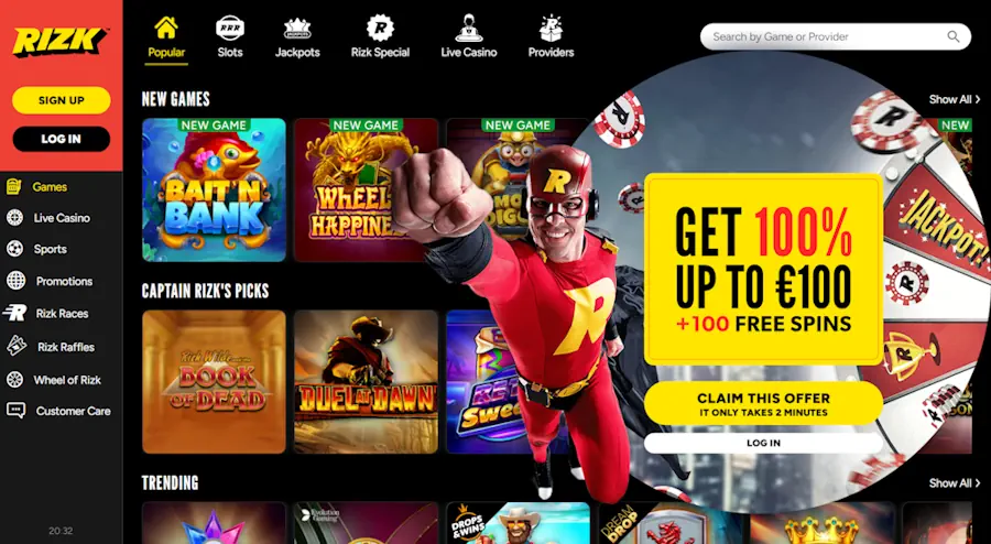 Rizk Casino og Sportsbook Screenshot